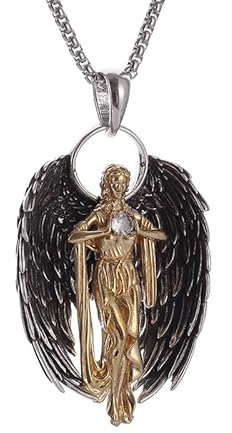 Accessories 925 Sterling Silber Schutzengel Flügel Kristallkugel Anhänger Erzengel Saint Gabriel Paladin Halskette Männer und Frauen Christlicher Amulett Schmuck – Schutzengel Halskette, Engel