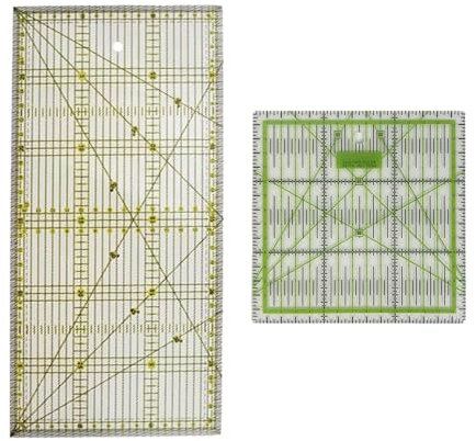GVSS Lot de 2 Règles de Couture et Patchwork Avec Indications d'Angles, Quilting Templates, Règle Acrylique Précise pour Couture et Quilting
