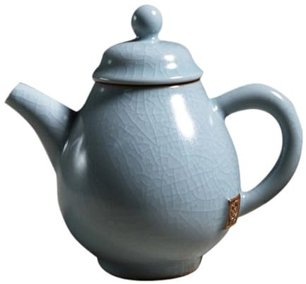 Tetera De Ceramica Tetera De Horno Ru, Juego De Té De Pieza Abierta, Tetera Con Filtro, Tetera Azul De Porcelana Ru De Imitación De La Dinastía Song Tetera De Cerámica China(A)