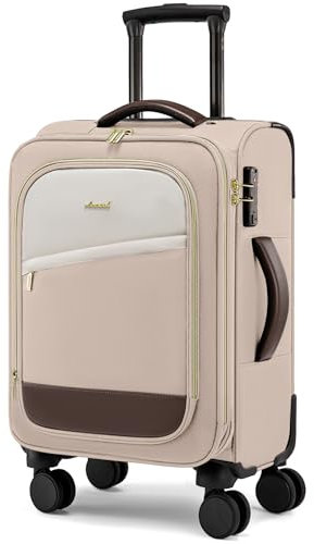 LOVEVOOK Handgepäck Koffer, 55cm Leicht Weichgepäck Trolleys Carry On Rollkoffer Reisekoffer mit 4 Rollen & Laptopfach, Kleiner Suitcase Cabin Luggage Kabinenkoffer 45L