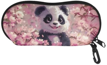 Belidome Lustiges Brillenetui, weiche Tasche für Damen und Kinder, langlebig, waschbar, Panda-Kirschblüte, One size
