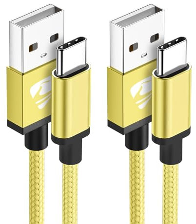 Cable USB C,[2M+1M/Lot de 2] Charge Rapide 3A Fil Cable Chargeur Type C Nylon Tressé Câble USB A vers USB C pour Samsung Galaxy S20 S21 S22 S23 S9 A34 A52,Huawei,Switch,Google,MacBook,iPad