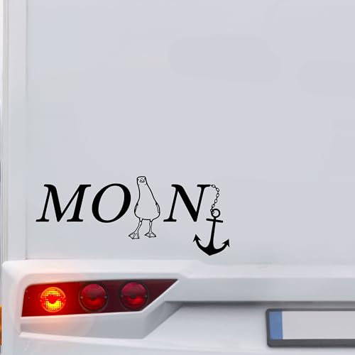KLEBEKÖNIG Wohnwagenaufkleber Wohnmobil - Moin Anker Möwe - Autoaufkleber Spruchaufkleber Sticker Aufkleber Camper