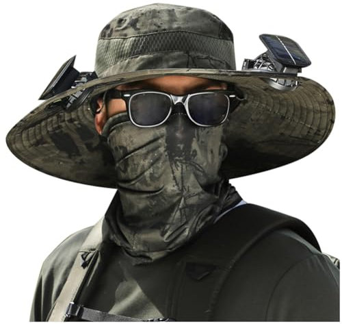 FUWIND Solar Fan Hat Outdoor Fishing Hat Fan Solar Charging Big Wind Summer Sunblock Hat Male Visor Fisherman Hat D