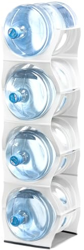 Stapelbares Wasserflaschen-Aufbewahrungsregal, beste Wasserkrüge, 1,8 l, Krughalter für Küche, Schrank und Büro, verstärktes Polypropylen (Weiß, 4 ohne Regal)