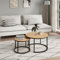 Couchtisch 2er Set rund aus Holz, Wohnzimmertisch Modern, Beistelltisch Set 2 in 1 mit Metallgestell für Wohnzimmer Büro Beistelltisch Loft Design Twin | Eiche hell