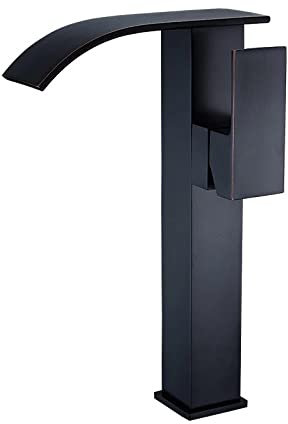 Wasserhähne, Matte Wasserfall Waschtischarmatur Waschbecken Wasserhahn Einhand-Heiß-Kaltwasser-Mischbatterie Badezimmer-Kranhahn, Chrom