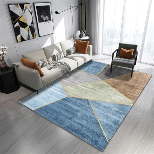 RUGMRZ Küche Teppich 200X250Cm Für Bürostuhl 6 Wohnzimmer Vintage Bettumrandung Schlafzimmer Geometrisches Minimalistisches Kristall Samt Sofa In Blau Bezogen