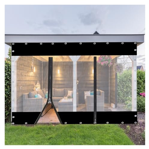 Pergola Seitenteile Transparente Planen Wasserdicht mit Reißverschlusstür Außenvorhang for Veranda, Pavillons, Camping POCHY(1.2x2m/3.9x6.5ft)