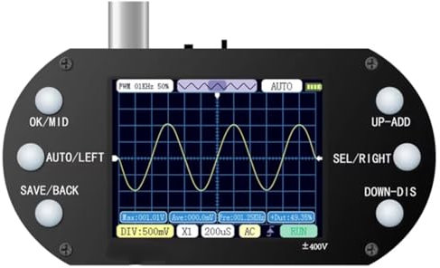 Fegtrtyoa Oscilloscope Numérique Oscilloscope Mini Fréquence D'Échantillonnage Portable 500 KHz Support de Bande Passante