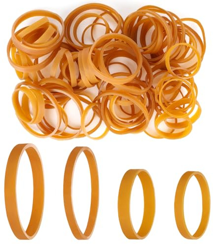 80 Stück Gelb Große Gummibänder Stark, 4 Größen von Taktischen Gummibändern, Heavy Duty Gummiringe Breit, Extra Breite und Dicke Haushaltsgummis für Industrielle, Camping (5,3/5,5/8/8,3 CM)