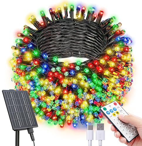 SOLARBABY Guirnaldas Luces Exterior Solar, 40M 400LED Luces Solares w/Remoto, 19 Modos IP65 Impermeable Colorido Navidad Solares LED Exterior Jardín Decoracion para Del Arbol Patio Terraza