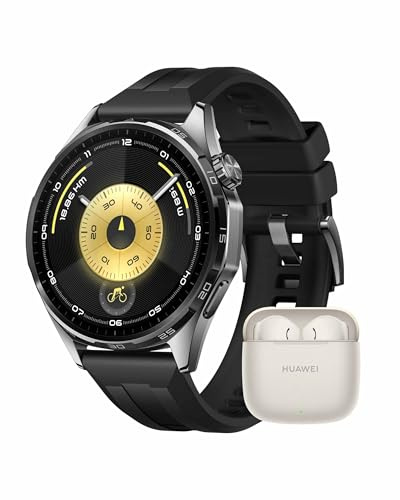 HUAWEI Watch GT 6 Smartwatch+FreeBuds SE 3 Beige, GPS, AMOLED-Display, Bis zu 21 Tage Akku, Radfahren, Kompatibel mit Android™ & iOS, Gesundheitsmonitoring, emotionales Wellbeing, Schwarz, 46mm