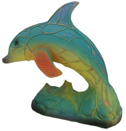 Fenteer Tier-Tischlampe, Nachttischlampe, Statue, Retro-Dekoration, Basteln, süßes Tier-Nachtlicht aus Kunstharz für Wohnzimmer und Schlafzimmer, Delphin-schreibtischlampe