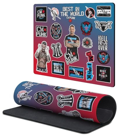 Head Case Designs Offizielle WWE Sticker Collage cm Punk 9.84 x 11.81 x 0.12 inches (250 x 300 mm) - S Gaming-Schreibtisch PC-Tastatur Mauspad