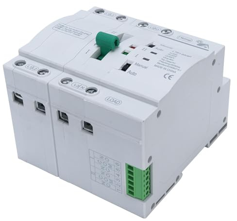 Hyuduo Interruptor de Transferencia Automática de Doble Potencia, Retardante de Llama para PC, Conmutación, Fuente de Alimentación de Respaldo, 63 A, Adecuado para Sistemas Eléctricos