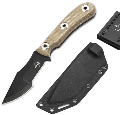 BÖKER PLUS® Micro Tracker 2.0 - kleines Bushcraft-Messer mit Kydex-Scheide - feststehendes Survival- & Outdoor-Messer mit schwarzer Kohlestoff-Stahl Klinge -1095 Überlebensmesser in Geschenk-Box