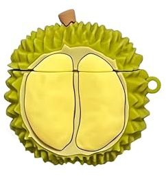 CaseGame Süße Hülle, kompatibel mit Airpods 4 mit Schlüsselanhänger, Fruit Durian Funny Cartoon stoßfeste Schutzhülle, kompatibel mit AirPod 4 ANC für Frauen