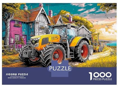 Landleben Traktor Szene 1000 Teile Puzzle Bunte Landleben Illustration Fokus-Training, Angenehme Matt-Haptik 38x26cm/1000pcs