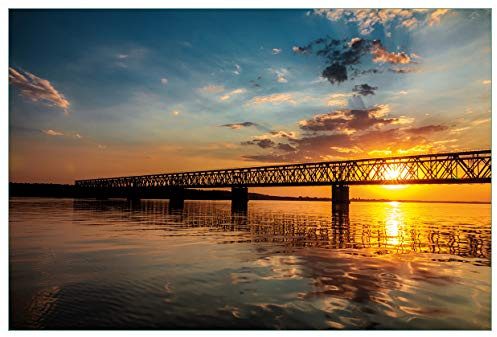Wallario Küchenrückwand selbstklebend 90 x 60 cm, Motiv: Brücke bei Sonnenuntergang | Spritzschutz abwischbar & pflegeleicht