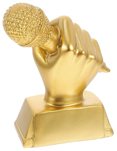 DOITOOL Premio Microfono in Resina Color Oro, Leggero e Facile da Conservare, Riconoscimento Musicale per Concorsi di Canto e Decorazione