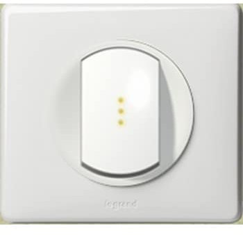 Interrupteur Va et Vient à voyant témoin avec Neutre Legrand Complet, 2 positions, Blanc ou Gris, Bascule, Manuel, 1A, Montage mural, 2 voies, Serre-joint