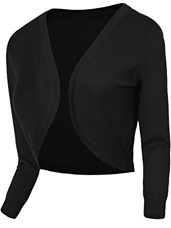 Urban GoCo Damen V-Ausschnitt Kurz-Strickweste Strickjacke 3/4 Ärmel (S, #2 schwarz)