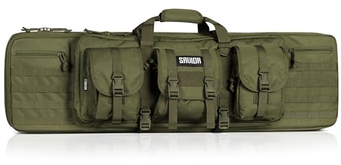 Savior Equipment American Classic Tactical Double Long Gun Bag Pistol Transportation Case w/Backpack Strap, 42 Inch Olive Drab Green