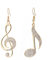 Boucle d'oreille de note de musique pour femme, boucle d'oreille en or rose hypoallergénique et plaqué argent avec cristal