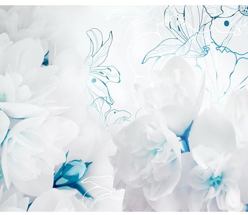 decomonkey Fototapete Blumen 350x256 cm XL Design Tapete Fototapeten Vlies Tapeten Vliestapete Wandtapete moderne Wandbild Wand Schlafzimmer Wohnzimmer Natur Pflanzen Pfingstrosen