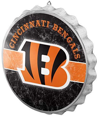 FOCO NFL Cincinnati Bengals Metal Distressed Bottlecap Wall Signmetal Distressed Bottlecap Wall Sign, Team Color, One Size