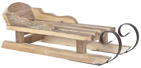 ETC dekorativer ausgefallener Deko-Schlitten Santaschlitten aus gebranntem Holz in 2 möglichen Größen (mittel 15,5 x 14,5 x 42 cm lang)