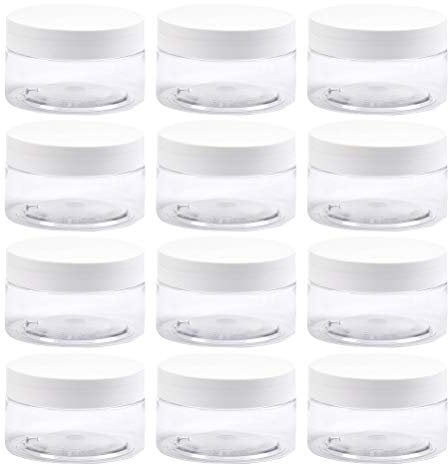 12Pcs kleine Dosen Mini Dosen 100ml/80g Leere Klare Kunststoff kleine Behälter Roben Kosmetik Weitmund Plastikbehälter kleine Dose mit Deckel für Creme Dosen DIY Schleim Creme Behälter Tiegel Döschen