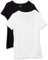 Amazon Essentials Women's Regular-Fit Short-Sleeve Scoop Neck T-Shirt (Available in Plus Size), Pack of 2, Black/White, S