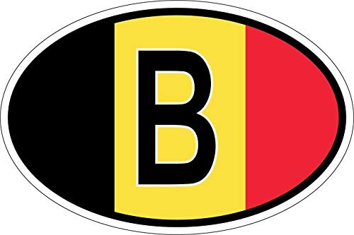 Akachafactory Sticker oval flag vinyl country code B belgium