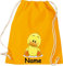 Shirtinstyle Gym Sack Kinder Turnbeutel Tiere Ente Küken mit Wunschnamen, Beutel Tasche Hort Kita, Farbe Mustard
