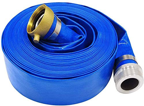 5,1 cm x 30,5 m, blauer PVC-Rückspülschlauch für Schwimmbäder, robuster Entladungsschlauch, verstärkter Pool-Ablaufschlauch mit Aluminium-Stiftanstoß-Armaturen