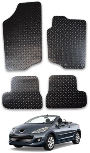Peugeot 207 CC (2006-2015) 3mm Rubber Car Mats | Tailored Fit Durable Floor Mats Full Coverage Protection Waterproof Accessories Easy Clean Anti Slip Made in the UK