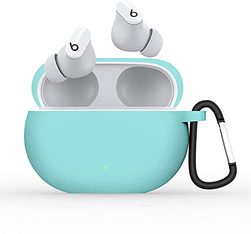 BoLuo Case for Beats Studio Buds with Carabiner,Silicone Anti-fall Earphone Cover Skin,Protective Cover Scratch Proof&Shockproof Shell for Beats Studio Buds Wireless Bluetooth Earphone (green)