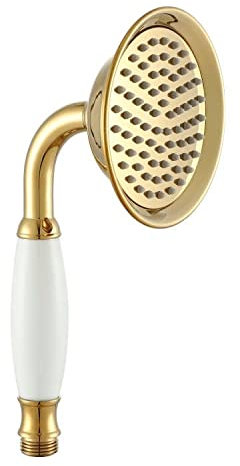 Ownace Viktorianischer Duschkopf, goldfarbenes Messing, größere Größe, 10 cm, traditionelles Messing und Keramik, Telefon-Handbrause für Badezimmer-Set