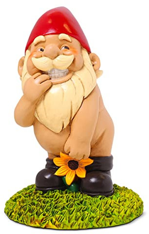 Kwirkworks Gartenzwerg, 22,9 cm, nackt, freche und lustige Gartendekoration für den Außenbereich, langlebiges Kunstharz-Rasenornament, lustiges Gartengeschenk für Frauen, Einweihungsfeier oder