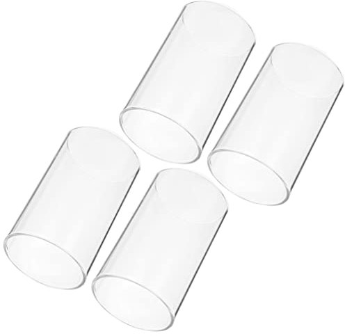Sewroro 4Pcs Clear Glass Chimney Kerzenhalter Offen Geöffnet Borosilikat Glasskerlehre Zylinder Kerzenröhrchen Schatten Windschutz für Säulenkerzen 6X15 cm