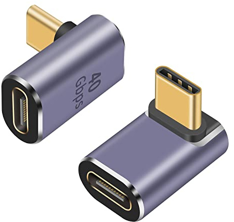 Maxhood USB C 90 Degree Adapter 100W, 2-Pack Up Down Angle USB C Adapter, 8K Video Display, 40Gbps Type C Extender Compatible with Thunderbolt 4, USB4, HUB, Mobile Phone