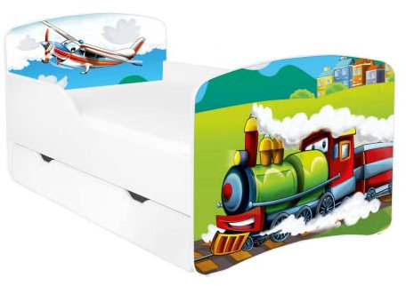 AS-TOR Kinderbett Jugendbett Dora 80x160 mit Matratze und Schublade - Bett Schlafzimmer Kindermöbel Kinderbetten für Jungen, Hochwertige Möbelplatte, Solide und Sicher, Zug