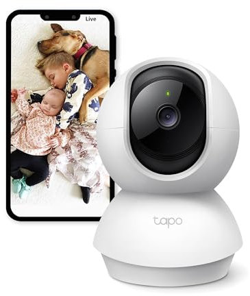 Tapo C210 Pan/Tilt Smart Security Camera, Indoor CCTV, 360° Rotational Views, Works with Alexa&Google Home, No Hub Required, 3MP(2304 × 1296) High Definition, Night Vision, SD Storage(Renewed)