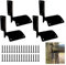 SRNETKJ 2 PCS 90 Degree Round Wood Post Fence Brackets Black Heavy Duty Round Wood Rail Fence Repair Bracket for Farm Ranch Courtyard Garden, 3-1/2