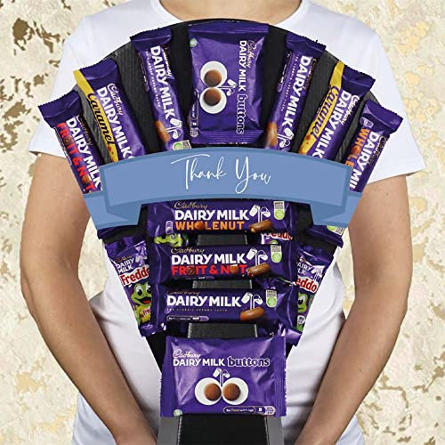The Dairy Milk Selection Chocolate Bouquet With Whole Nut, Caramel, Fruit & Nut, Buttons & More - Thank You