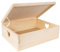 Creative Deco Holzkiste mit Deckel | 40x30x14 cm (+/-1cm) | Erinnerungsbox Baby Groß Holzbox Unlackiert Kasten | Herzförmigen Griffen | Für Dokumente Spielzeuge Werkzeuge | ROH UNGESCHLIFFEN