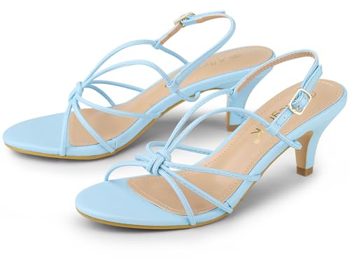 Allegra K Women's Strappy Slingback Kitten Heels Sky Blue Sandals 8 M US