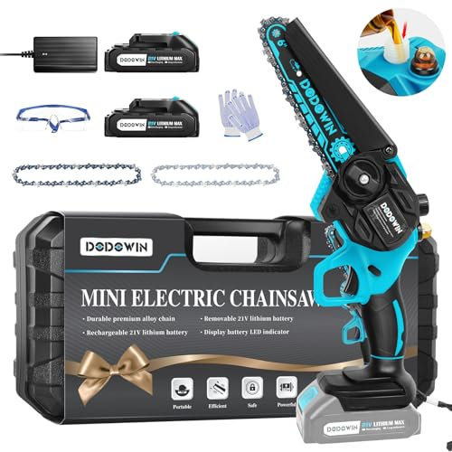 DODOWIN Mini Chainsaw 6 Inch, Electric Chainsaw Cordless, Handheld Battery Saw for Wood Working Tree Cutting, Dad Gifts for Fathers Day from Daughter, Gardening Gifts for Men Him Husband Birthday